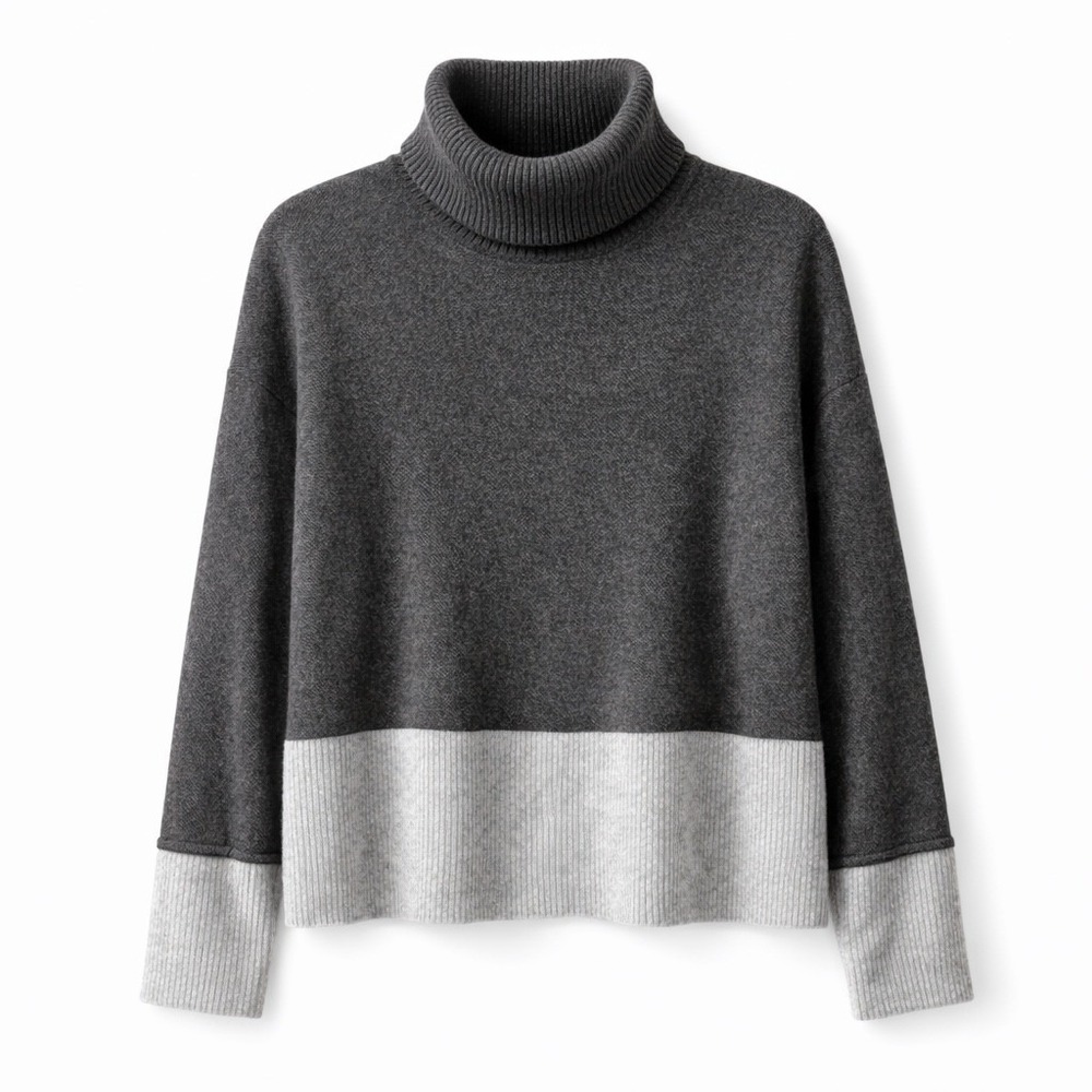 Knyt & Lynk 100% Cashmere color block Sweater Olive and Grey Size M